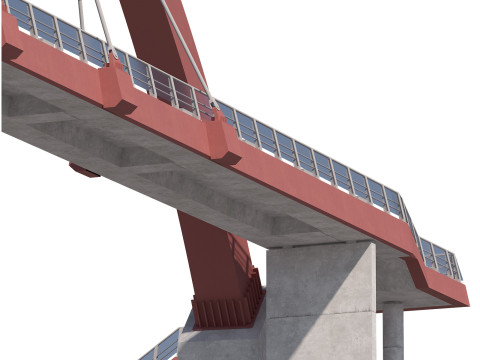 Bridge-04 cable-stayed pedestrian bridge supported by an arch structure 3D Model
