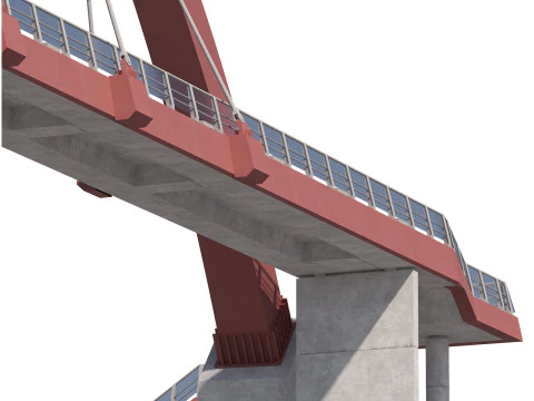 Bridge-04 cable-stayed pedestrian bridge supported by an arch structure 3D Model
