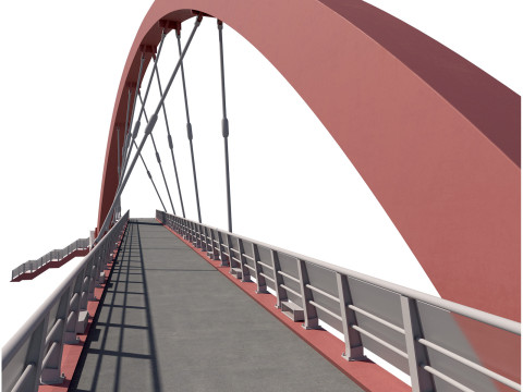Bridge-04 cable-stayed pedestrian bridge supported by an arch structure 3D Model