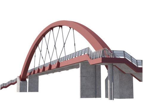 Bridge-04 cable-stayed pedestrian bridge supported by an arch structure 3D Model