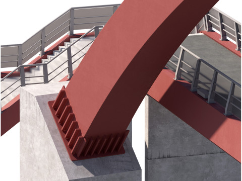 Bridge-04 cable-stayed pedestrian bridge supported by an arch structure 3D Model