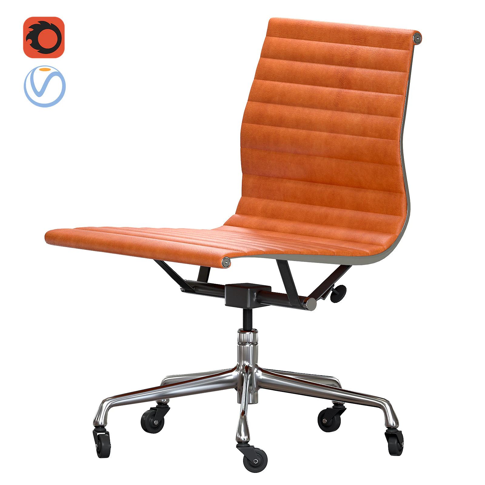 Herman Miller Eames Brown Cognac Leather Office Chair 3D Model .c4d .max .obj .3ds .fbx .stl .blend 