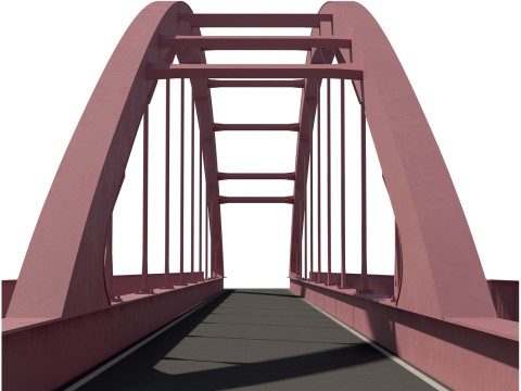 Bridge-05 metal arch bridge over a highway with pedestrian areas 3D Model