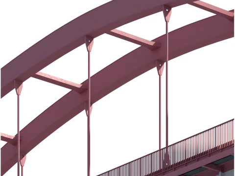 Ponte-05 ponte em arco met&aacute;lico sobre uma rodovia com &aacute;reas de pedestres Modelo 3D