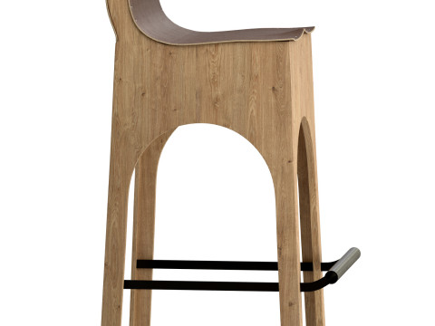 Jack Leather and Wood Stool Tan Modello 3D