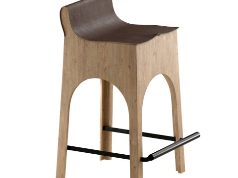 Jack Leather and Wood Stool Tan Modello 3D