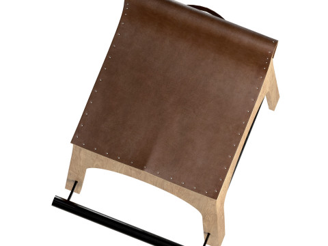 Jack Leather and Wood Stool Tan Modello 3D