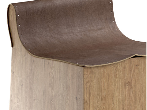 Jack Leather and Wood Stool Tan Modello 3D