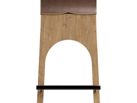 Jack Leather and Wood Stool Tan Modello 3D