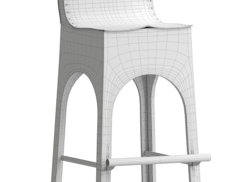 Jack Leather and Wood Stool Tan Modello 3D