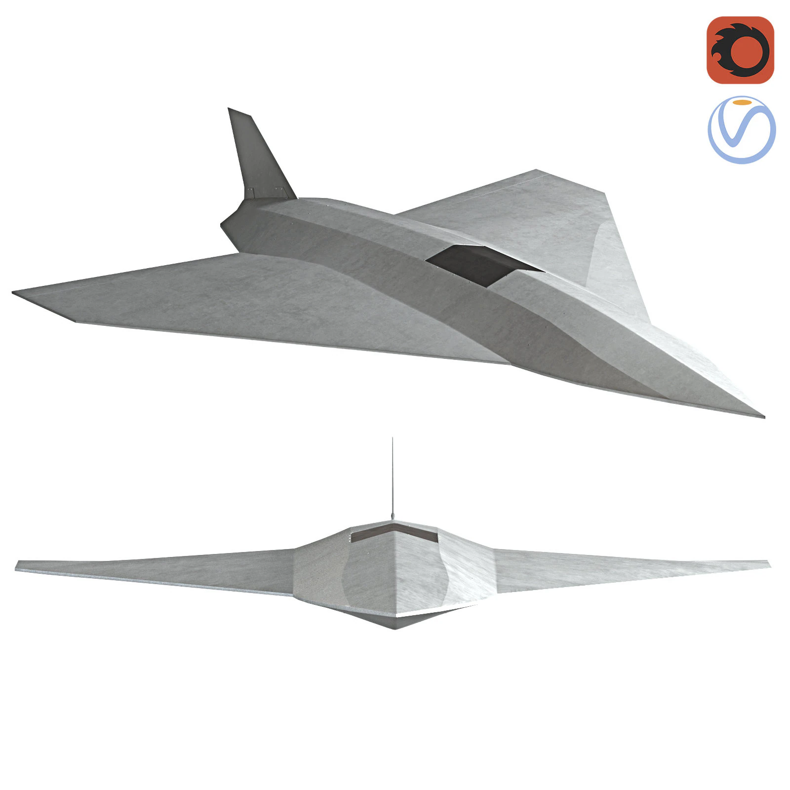 Hadid-110 kamikaze Dalahu metal drone 3D Model .c4d .max .obj .3ds .fbx .stl .blend 