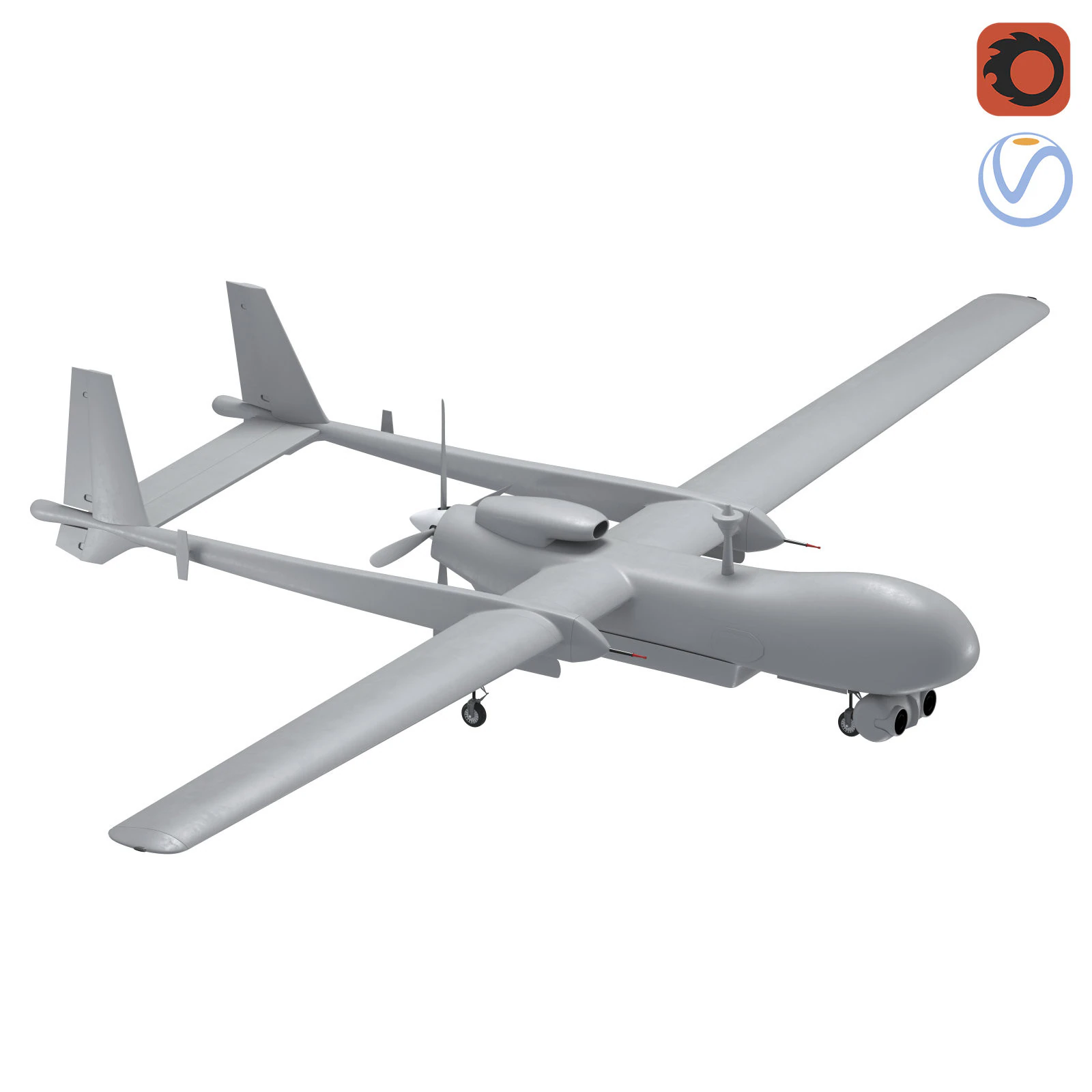 UAV Heron TP Israel Aerospace Industries drone 3D Model .c4d .max .obj .3ds .fbx .stl .blend