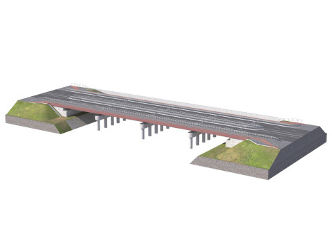 High detailed 4 lane bridge over the main road 3Dモデル