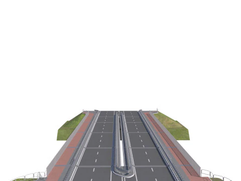 High detailed 4 lane bridge over the main road 3D Model