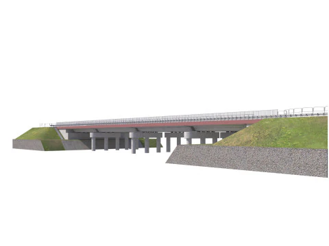 High detailed 4 lane bridge over the main road 3D Model