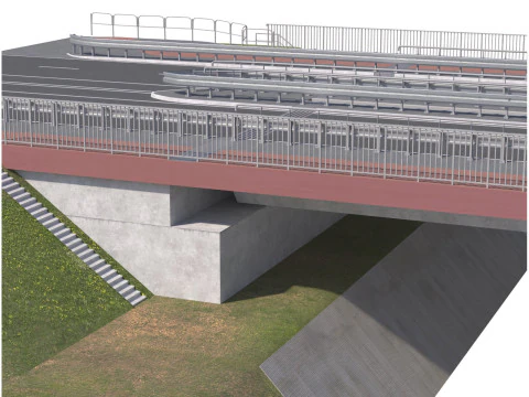 High detailed 4 lane bridge over the main road 3D Model