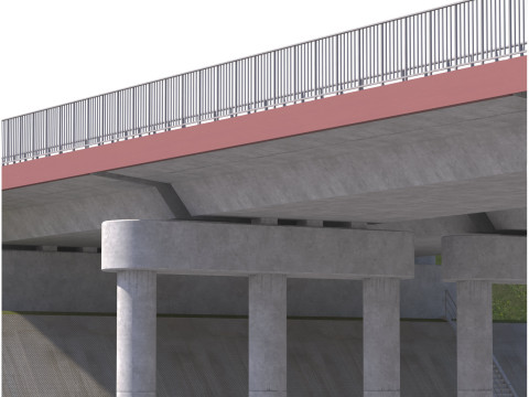 High detailed 4 lane bridge over the main road 3Dモデル