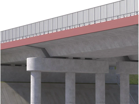 High detailed 4 lane bridge over the main road 3D Model