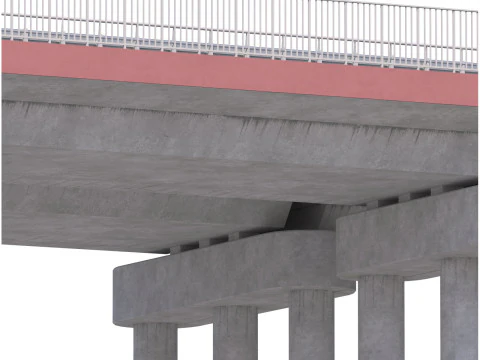 High detailed 4 lane bridge over the main road 3D Model