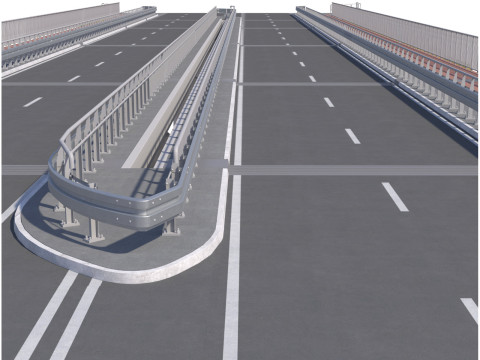 High detailed 4 lane bridge over the main road 3Dモデル