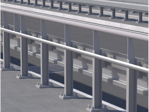 High detailed 4 lane bridge over the main road 3Dモデル