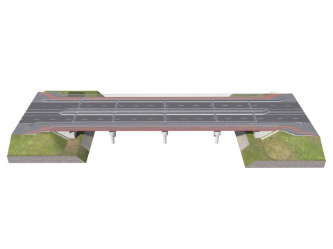 High detailed 4 lane bridge over the main road 3Dモデル