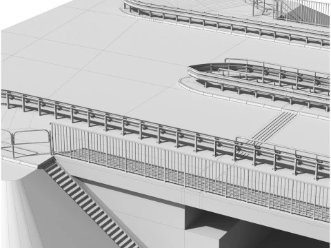 High detailed 4 lane bridge over the main road 3D Model