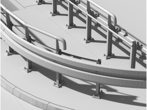 High detailed 4 lane bridge over the main road 3D Model