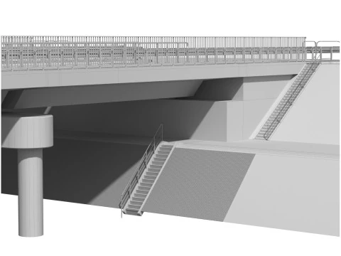 High detailed 4 lane bridge over the main road 3D Model