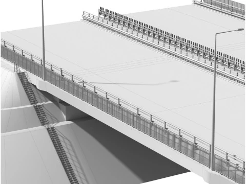 Bridge span with a suspension structure and one supporting column over a main road 3D Print Model