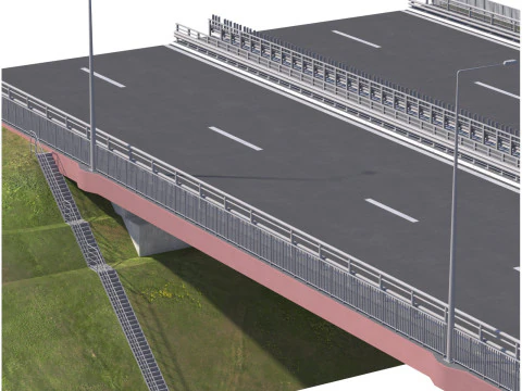 Bridge span with a suspension structure and one supporting column over a main road 3D Print Model