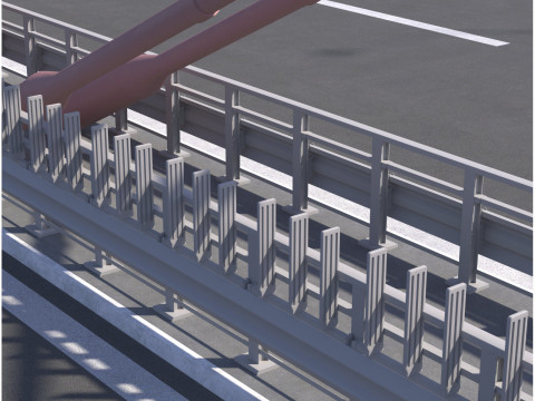 Bridge span with a suspension structure and one supporting column over a main road 3D Druckmodell