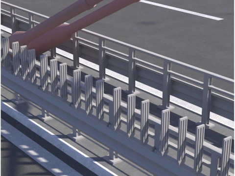 Bridge span with a suspension structure and one supporting column over a main road 3D Print Model