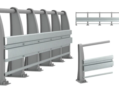 Road metal fence construction kit 01 3D Model