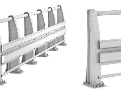 Road metal fence construction kit 01 3D Model