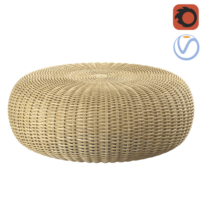 California beige round pouf 3D Model .c4d .max .obj .3ds .fbx .stl .blend 