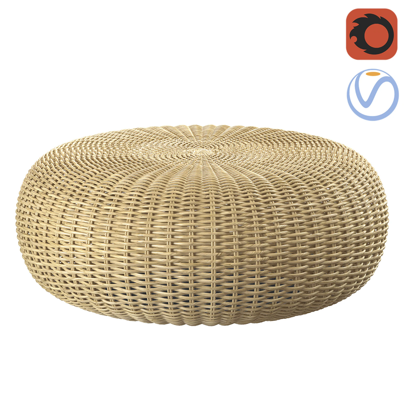 Pouf rotondo beige California Modello 3D .c4d .max .obj .3ds .fbx .stl .blend