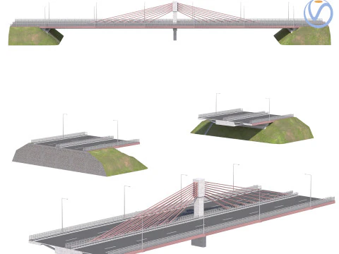 Kit di costruzione della struttura di sospensione della campata del ponte Modello 3D