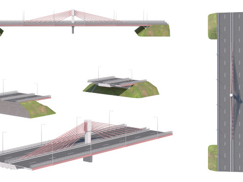 Bridge span suspension structure construction kit Modèle 3D