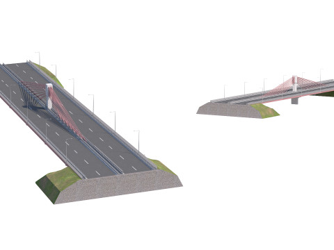 Bridge span suspension structure construction kit Modèle 3D