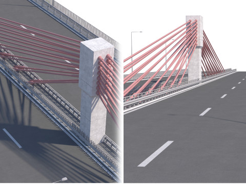 Bridge span suspension structure construction kit Modèle 3D