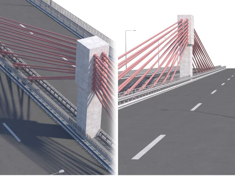 Bridge span suspension structure construction kit 3D Model