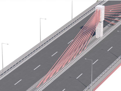 Bridge span suspension structure construction kit Modèle 3D