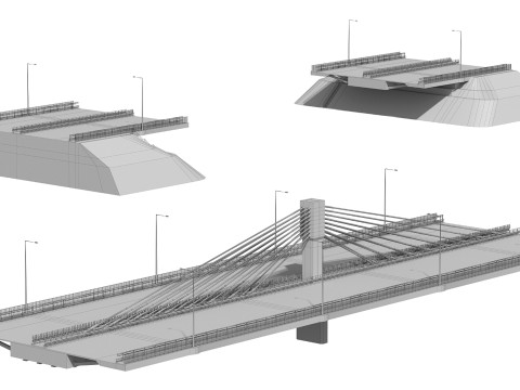 Bridge span suspension structure construction kit Modèle 3D