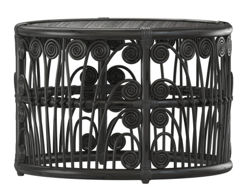 Black Bamboo Round table with rattan tabletop Modelo de impresión 3D
