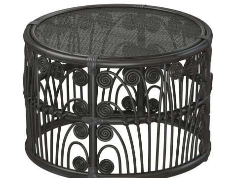 Black Bamboo Round table with rattan tabletop Modelo de impresión 3D