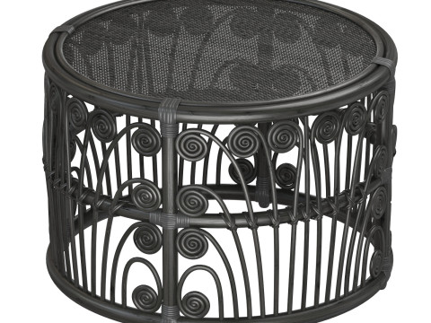 Black Bamboo Round table with rattan tabletop Modelo de impresión 3D