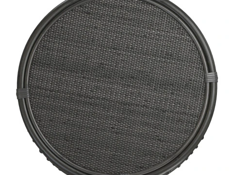Mesa redonda de bambu preto com tampo de vime Modelo de Impressão 3D