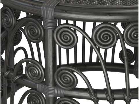 Black Bamboo Round table with rattan tabletop Modelo de impresión 3D