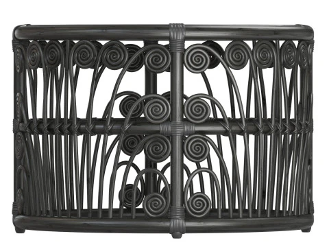 Mesa redonda de bambu preto com tampo de vime Modelo de Impressão 3D